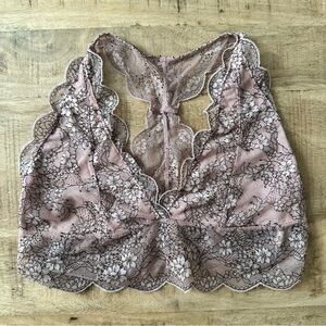 Me to We Floral Lace Bralette in Pink and Gray